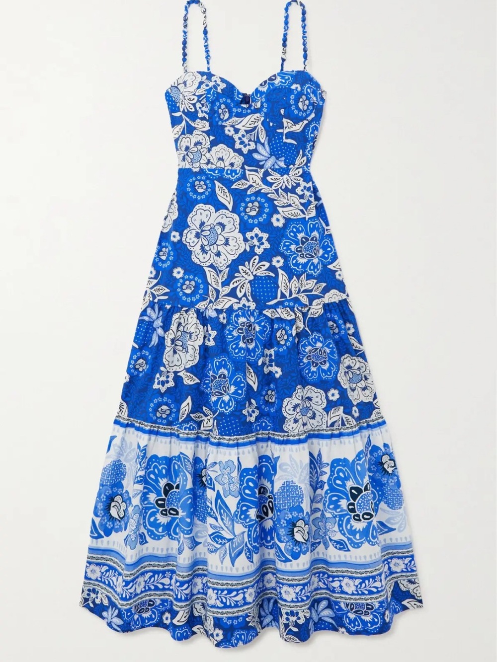 Farm Rio Blue Full Of Flowers Organic Cotton Midi Dress